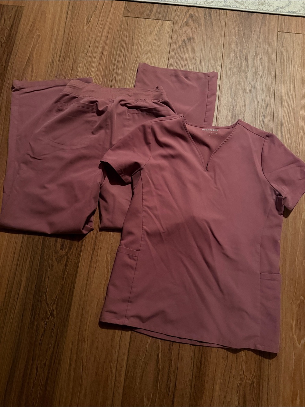 Unbranded Wide Leg Scrub Pants in Dusty Rose